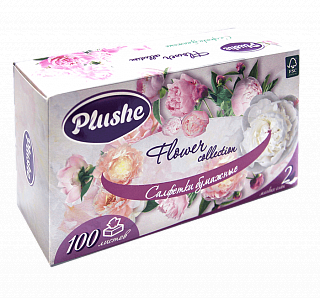 Салфетки косметические Plushe Z-сложенности 2-х слойные 100шт