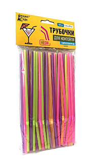 Трубочка для коктейля Неон, 100 шт, Домашний сундук