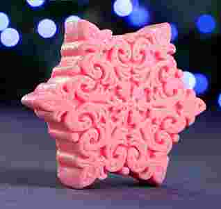 Мыло новогоднее фигурное "Снежинка" розовая