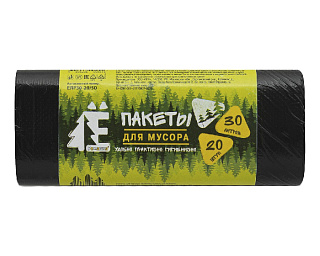 Пакеты для мусора Ромашка-Ё, черные, 30л 20шт, 5,6мкм