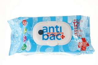 Салфетки влажные ANTIBAC+ (с ионами серебра) 120 шт. с клапаном
