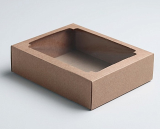 Коробка бурая с окном 18*15*5 см