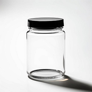 Банка стеклянная с черной крышкой 15.5*5.5 см