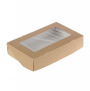 Крафт - коробка с окошком 20*12*4 см