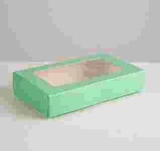 Коробка с окошком 20*12*4 см, зеленая