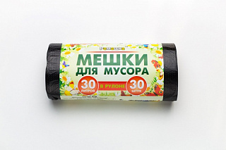 Пакеты для мусора Ромашка 30л 30 шт., черные, 10 мкм