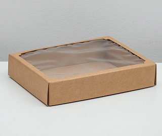 Коробка бурая с окном 29*23,5*6 см