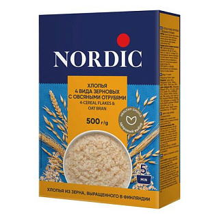 Хлопья 4 злака с отрубями Nordic