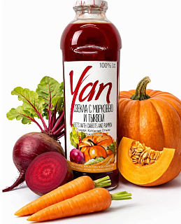 Сок свекольно-морковный-тыквенный прямого холодного отжима YAN