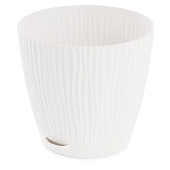 Горшок цветочный Флис 1,2л, с прикорневым поливом, белый, Альтернатива