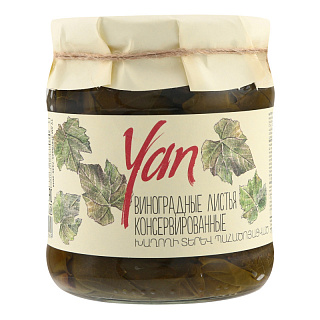 Листья виноградные консервированные в стеклянной банке 440  г  YAN