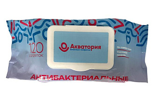 Салфетки влажные, Акватория Антибактерьные, клапан 120шт