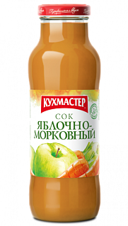 Сок Яблочно-морковный с мякотью в стеклянной бутылке 0,68 л Кухмастер