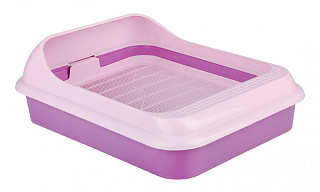 Лоток для кошек Феликс с рамкой и сеткой, фиолетовый, "Альтернатива"