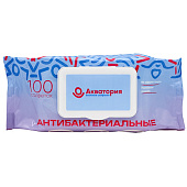 Салфетки влажные Акватория Антибактериальные, клапан, 100шт