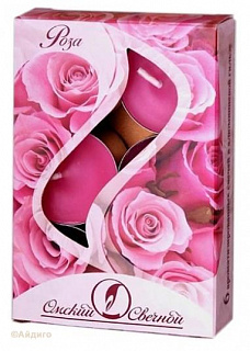 Свеча в гильзе ароматизированная роза 6шт