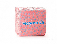 Салфетки бумажные розовые "Неженка" 24*24, 1-слойные, 100 шт