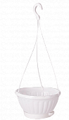 Горшок-кашпо подвесной белый с подставкой Мирабель 2,5 л.